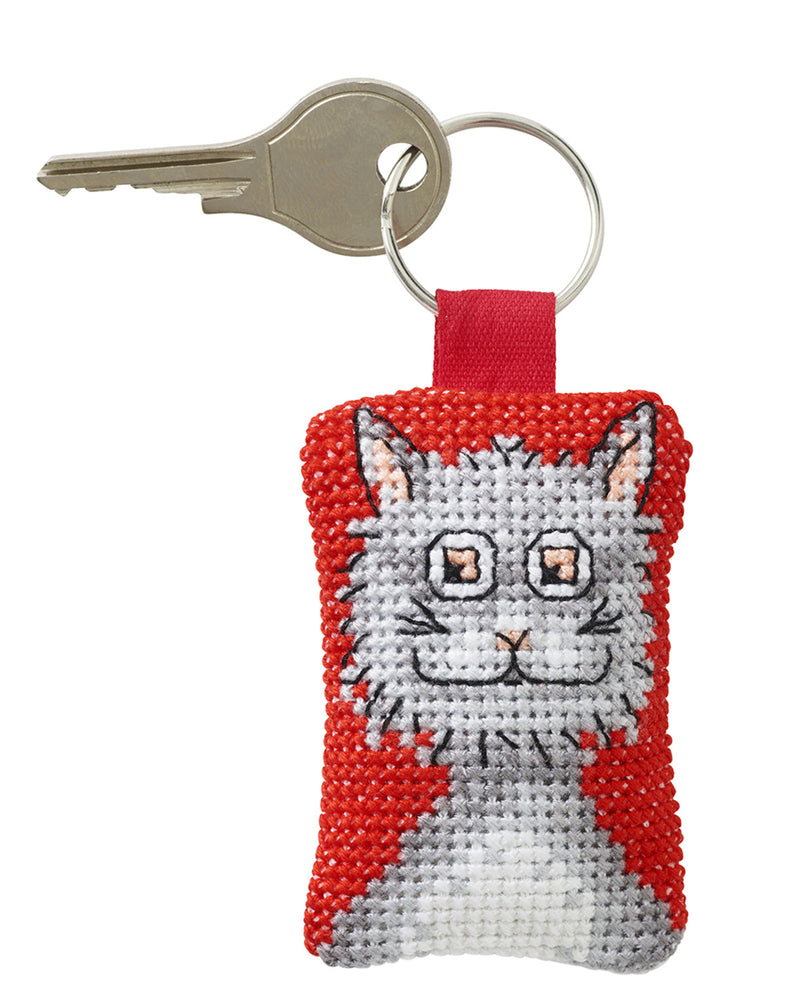 Cross Stitch Kit Permin - Cat Key ring
