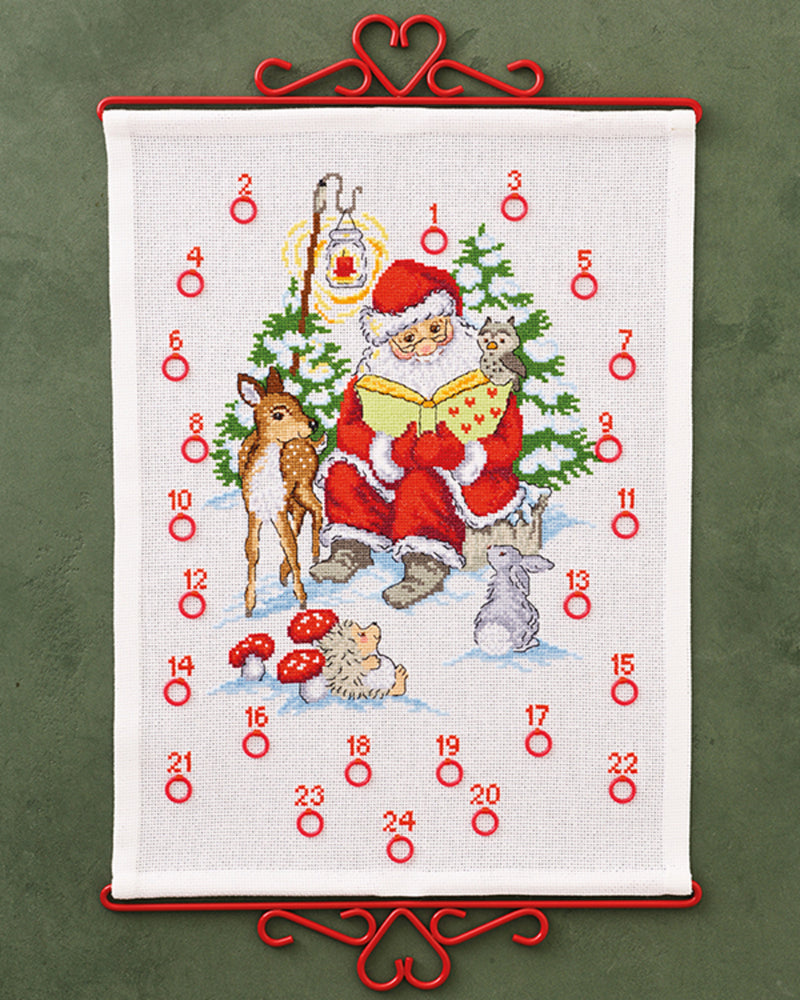 Cross Stitch Kit Permin - Kalender Jultomten Läser
