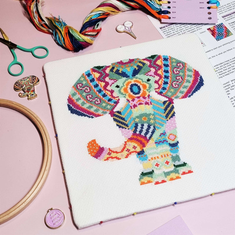 Mandala Elephant Counted Cross Stitch Kit