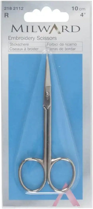 Milward Fine Curved Embroidery Scissors, Multi-Colour, 10 cm