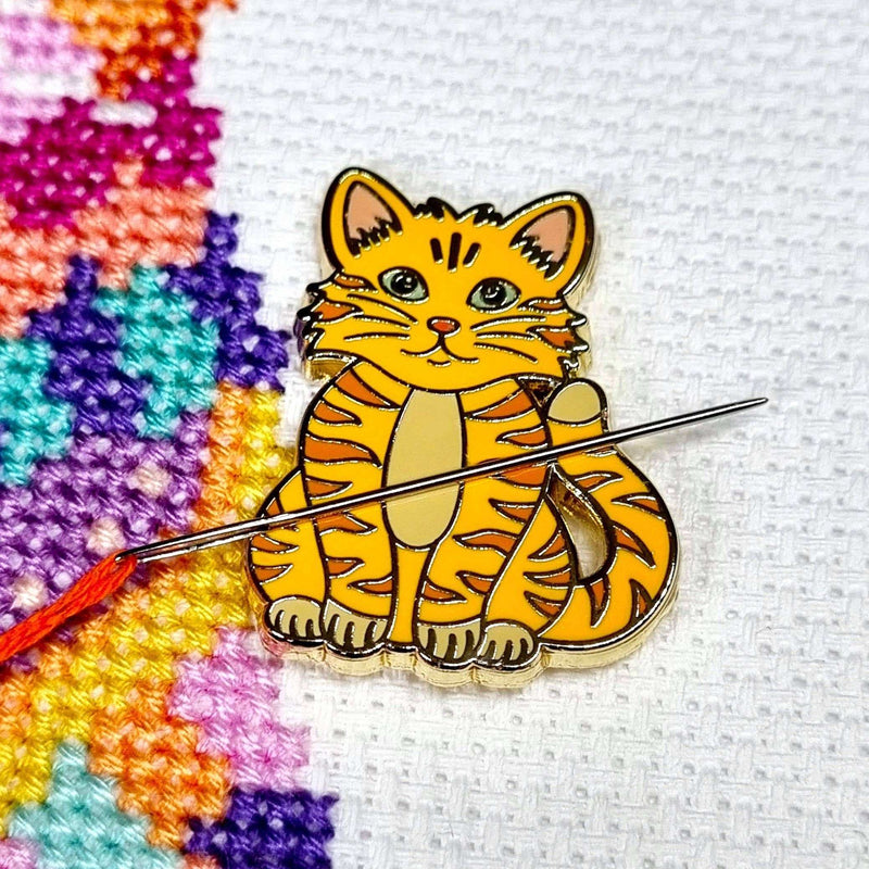 Ginger Cat Needle Minder for Cross Stitch & Embroidery
