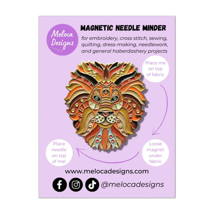 Mandala Lion Needle Minder for Cross Stitch & Embroidery