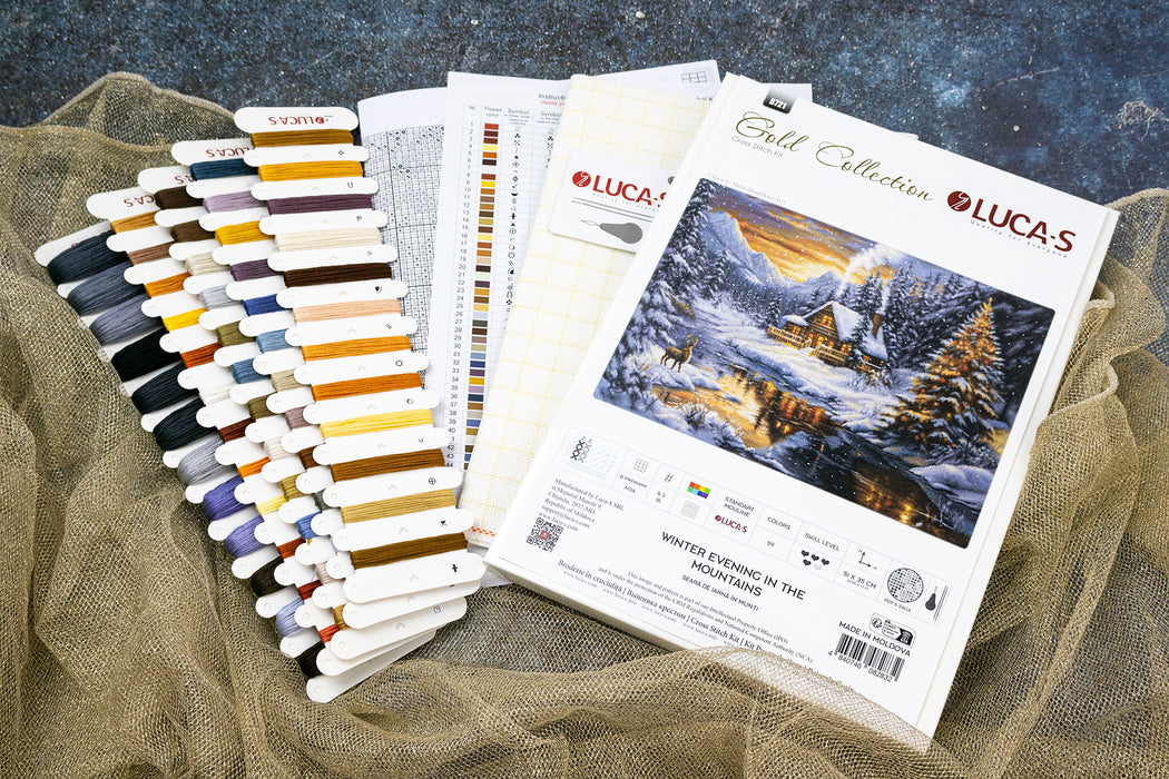Cross Stitch Kit Luca-S GOLD - Winter Evening in the Mountains, B721