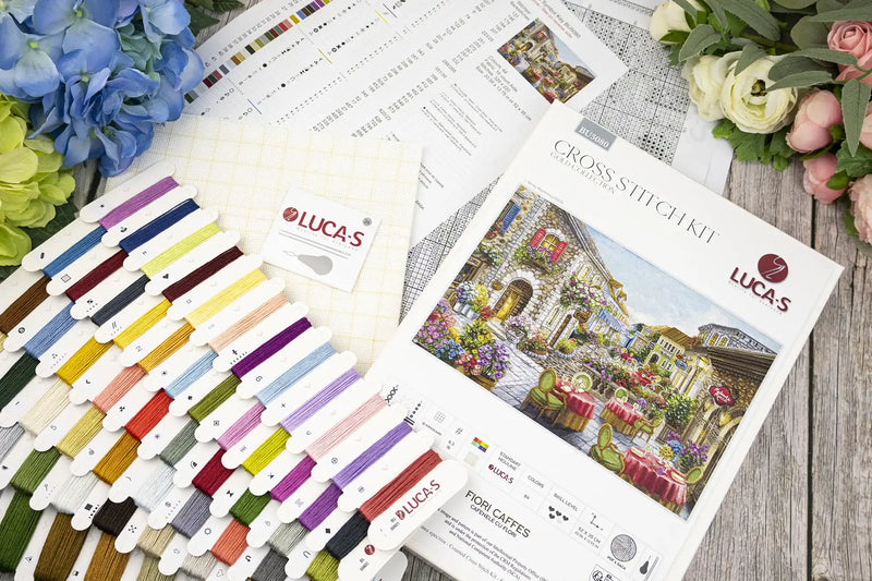 Cross Stitch Kit Luca-S GOLD - Fiori Caffes, BU5080