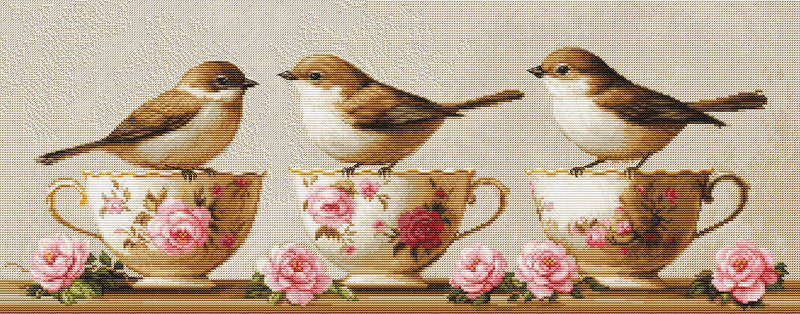 Cross Stitch Kit Luca-S - Three Dainty Birds, BU5092