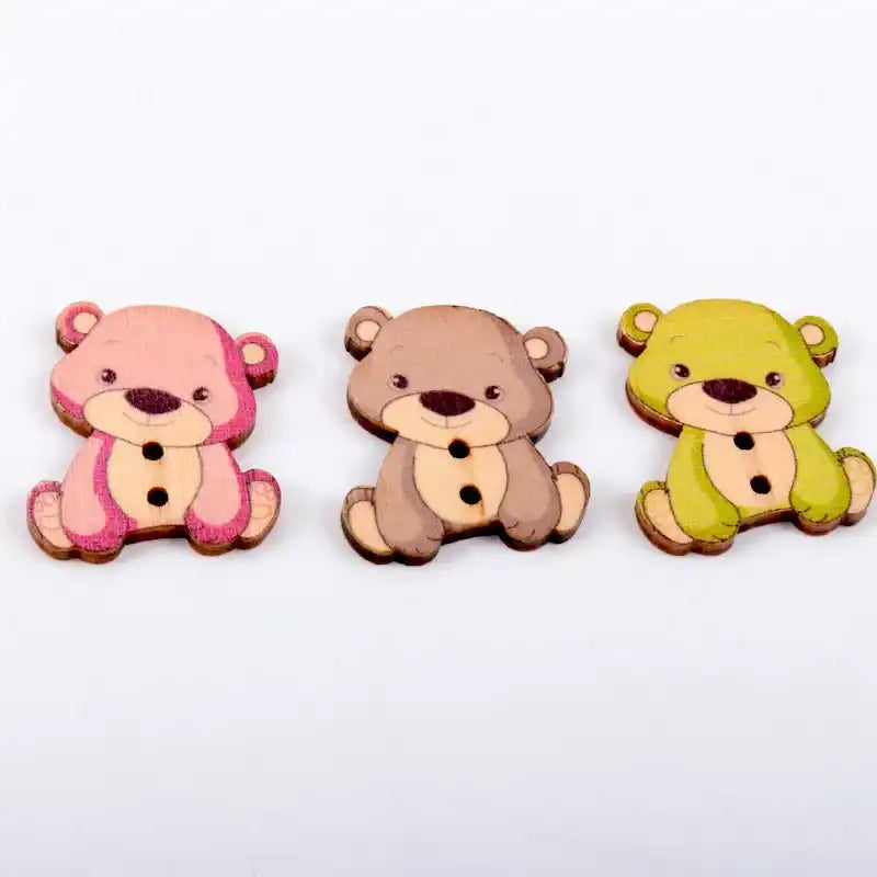 Mixed Cartoon Lovely Bear painted decorative Wooden Buttons (1PC)