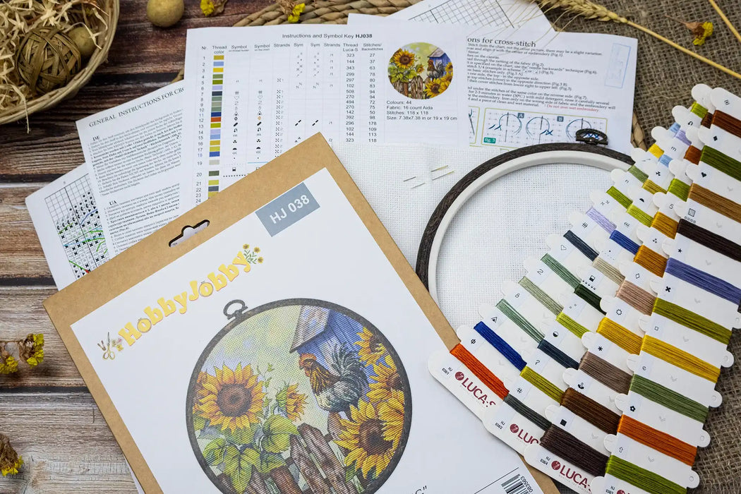 Cross Stitch Kit HobbyJobby with Hoop Included - The Rooster Song