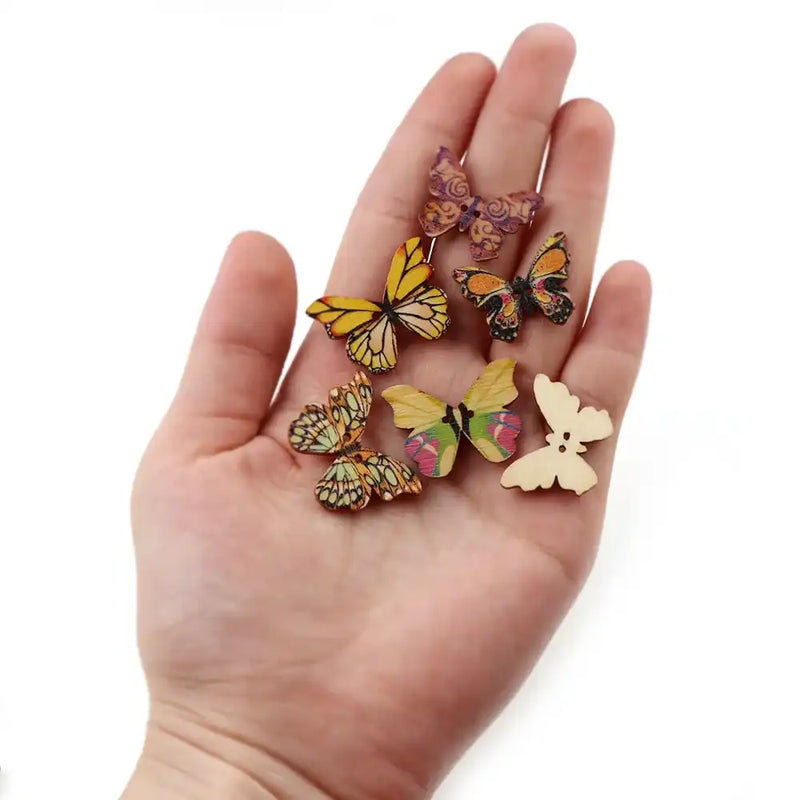 Colorful Butterfly Wooden Buttons ( 1PC )