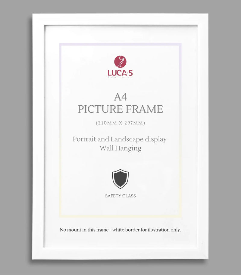 A4 Contemporary White Wooden Effect Picture Frame Picture Frames - HobbyJobby