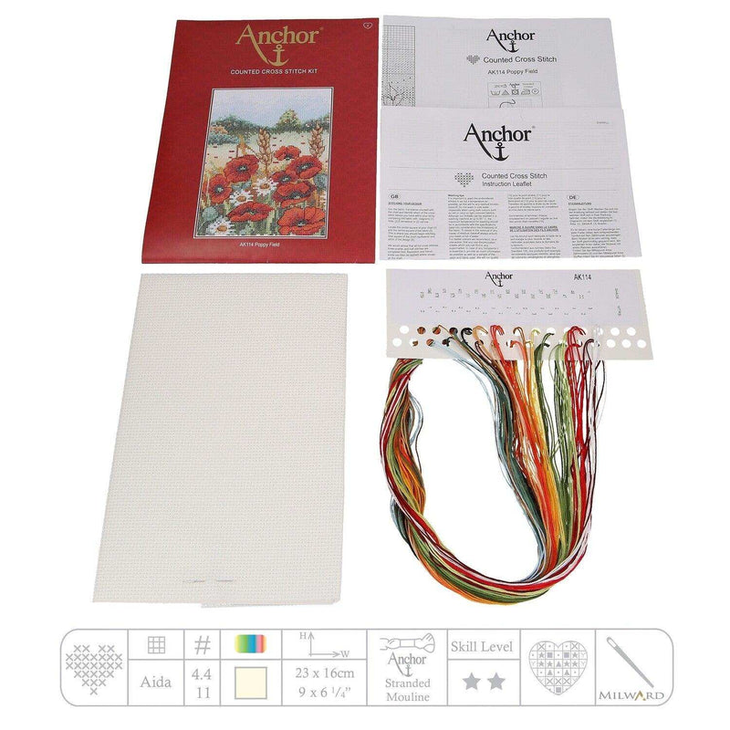 Anchor Starter Cross Stitch Kit - AK117, Floral Basket Cross Stitch Kits - HobbyJobby
