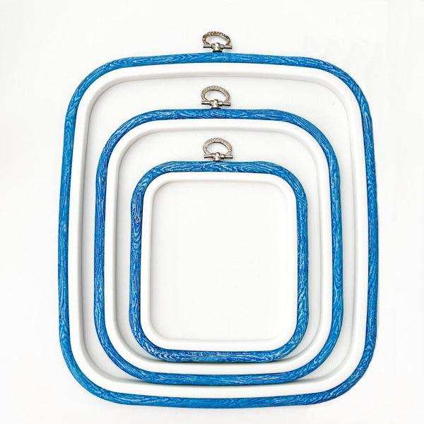 Blue Square Embroidery Hoop - Nurge Flexible Cross Stitch Hoop Hoops - HobbyJobby