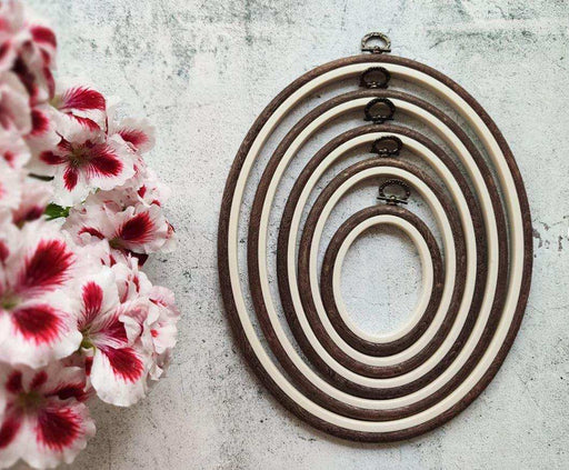 Brown Embroidery Hoop - Oval Nurge Flexible Hoop Hoops - HobbyJobby