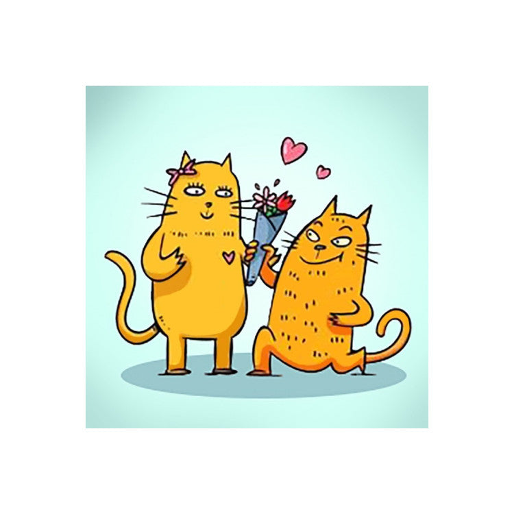 Diamond Painting Kit - CAT ROMANCE 20*20 CM WD2536