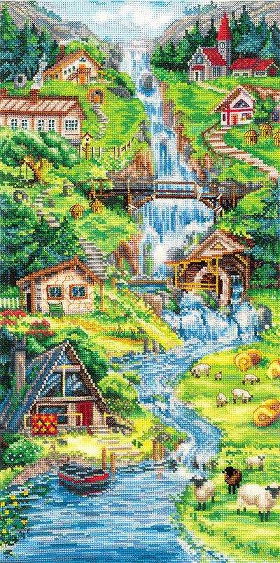 Cross Stitch Kit Andriana - Alpine Foothills, A-58 Andriana Cross Stitch Kits - HobbyJobby