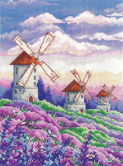 Cross Stitch Kit Andriana - Landscape with Windmills, L-63 Andriana Cross Stitch Kits - HobbyJobby