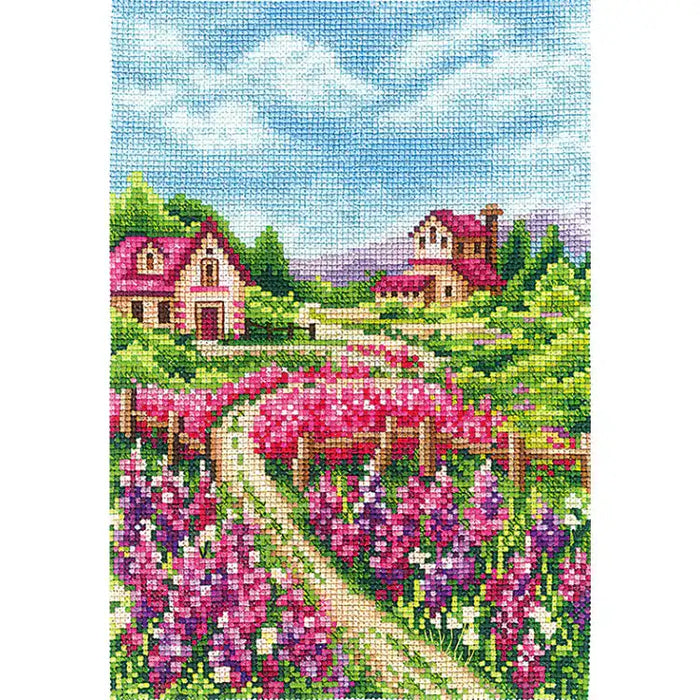 Cross Stitch Kit Andriana - "LANDSCAPE WITH LUPINES" SANP-67