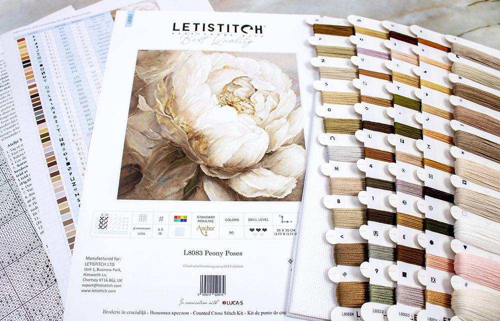 Cross Stitch Kit LETISTITCH - Peony Poses, L8083 LetiStitch Cross Stitch Kits - HobbyJobby