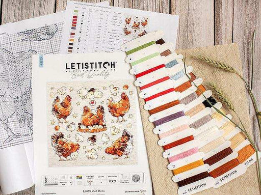 Cross Stitch Kit LETISTITCH - Pied Hens, L8819 Cross Stitch Kits - HobbyJobby