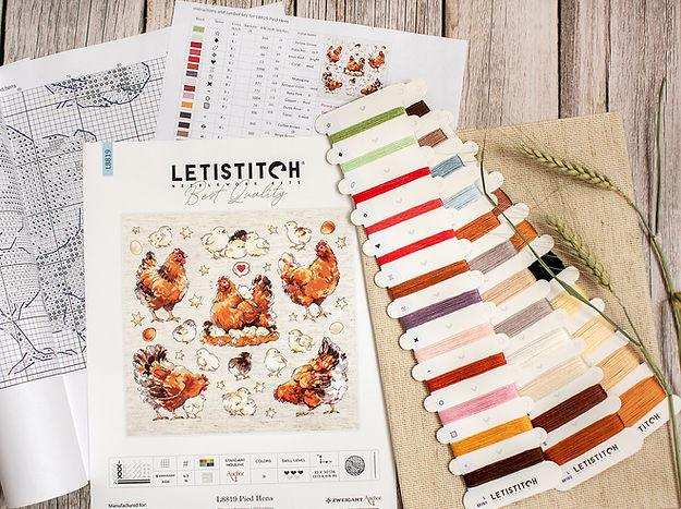 Cross Stitch Kit LETISTITCH - Pied Hens, L8819 Cross Stitch Kits - HobbyJobby