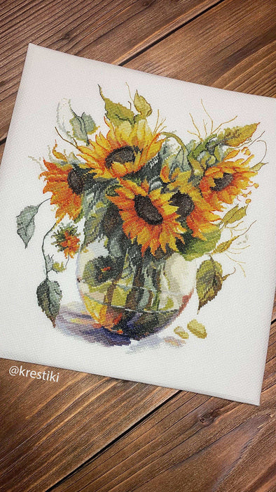Cross Stitch Kit Luca-S - B7025, Vase with Sunflower Luca-S Cross Stitch Kits - HobbyJobby