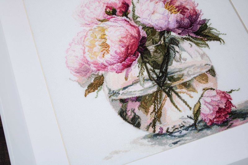 Cross Stitch Kit Luca-S - Bouquet of Peonies Luca-S Cross Stitch Kits - HobbyJobby