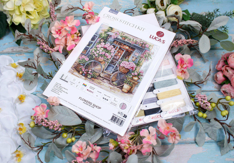 Cross Stitch Kit Luca-S - Flowers Shop, BU5044 Luca-S Cross Stitch Kits - HobbyJobby