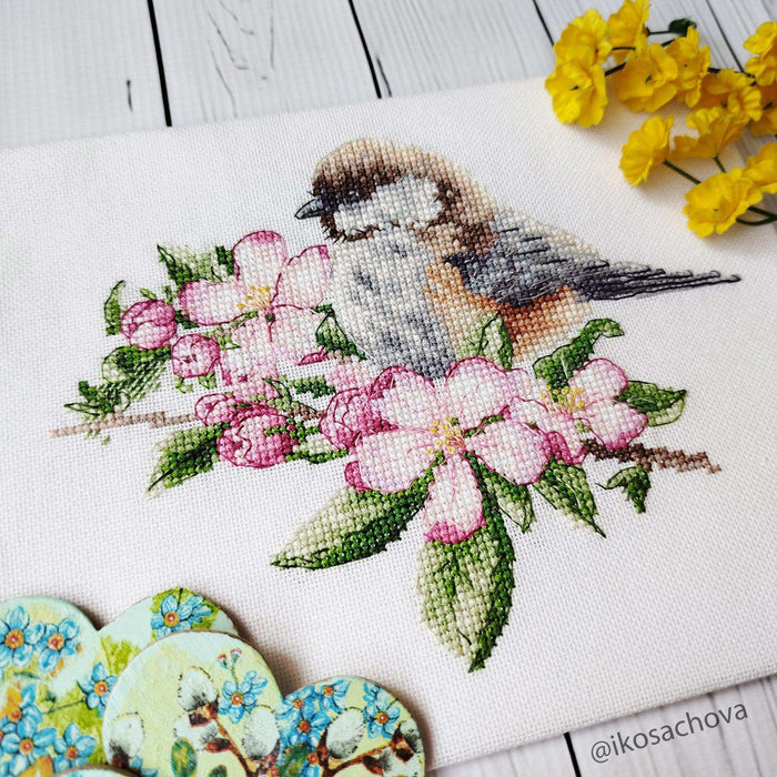 Cross Stitch Kit Luca-S - The tit on the branch, B1194 Luca-S Cross Stitch Kits - HobbyJobby