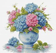 Cross Stitch Kit Luca-S -Vase with Hydrangea, B7033 Luca-S Cross Stitch Kits - HobbyJobby