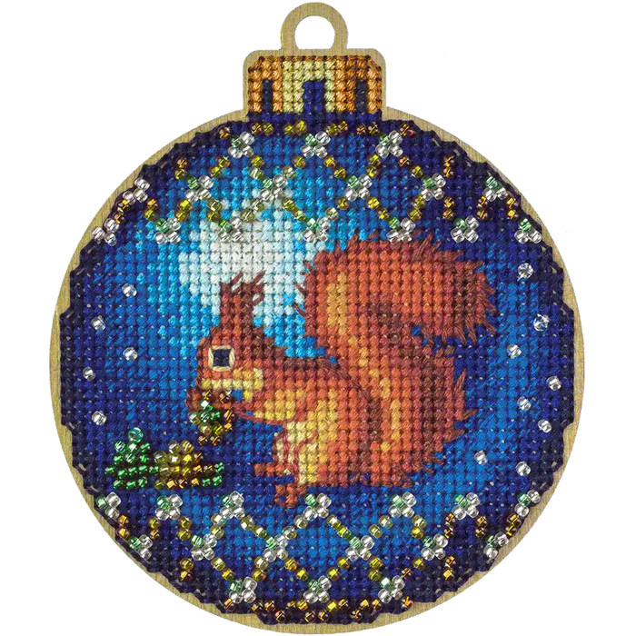 Cross Stitch Kit with Beads on Wood Wonderland Crafts Wooden Kits - HobbyJobby
