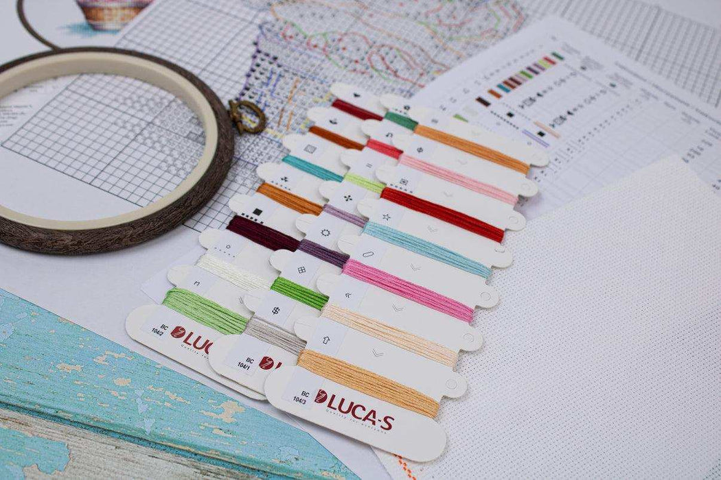 Cross Stitch Kit with Hoop Included Luca-S - Cherry Ice Cream, BC104 Luca-S Cross Stitch Kits - HobbyJobby