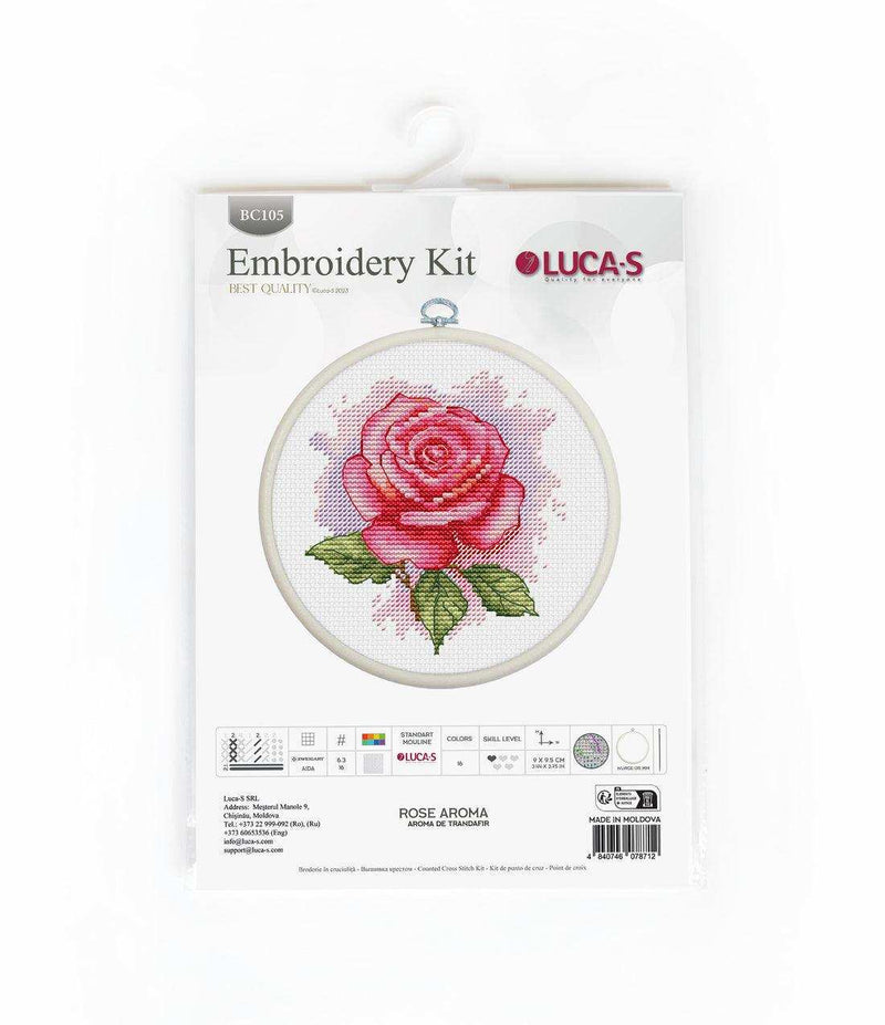 Cross Stitch Kit with Hoop Included Luca-S - Rose Aroma, BC105 Luca-S Cross Stitch Kits - HobbyJobby