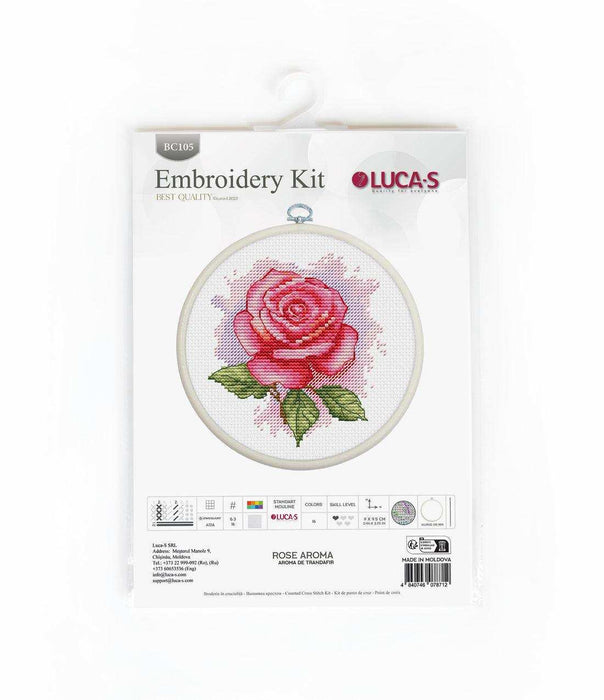 Cross Stitch Kit with Hoop Included Luca-S - Rose Aroma, BC105 Luca-S Cross Stitch Kits - HobbyJobby