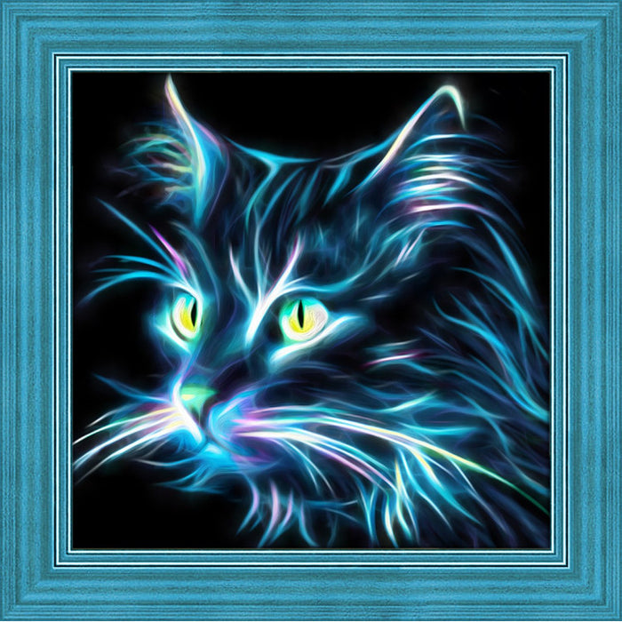 Diamond Painting Kit - "NEON CAT" 25X25 CM AM1709