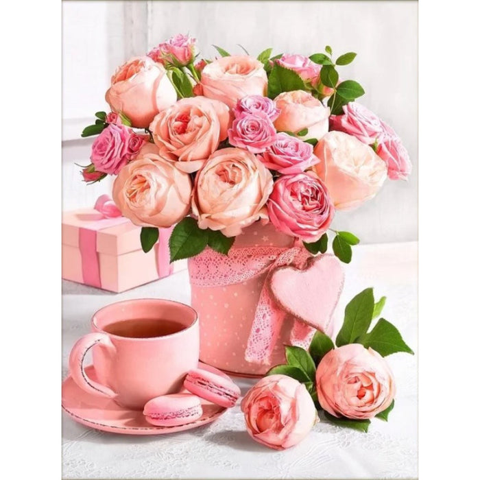 Diamond Painting Kit - BOUQUET PINK TEA PARTY 30*40 CM AM1883