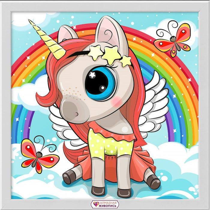 Diamond Painting Kit - UNICORN AND RAINBOW 20*20 CM AM1943