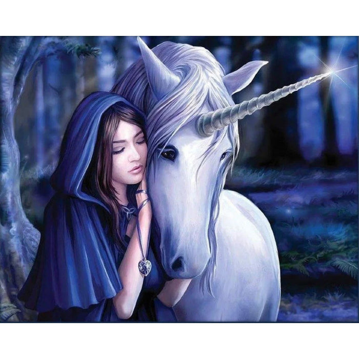 Diamond Painting Kit - GIRL AND UNICORN 50*40 CM AM1964