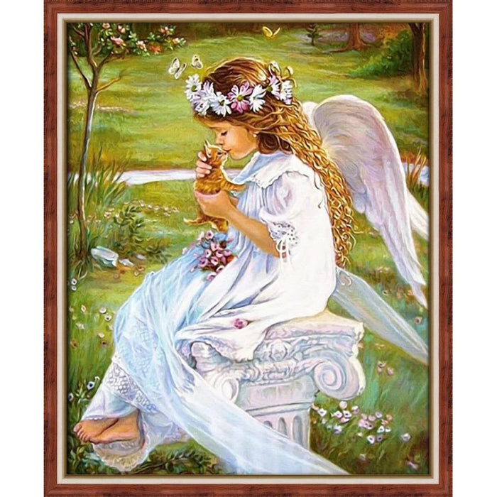 Diamond Painting Kit - "ANGEL WITH A KITTEN" 40*50 CM AM4017
