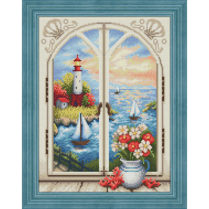 Diamond Painting Kit - LIGHTHOUSE OUT THE WINDOW 30X40 CM AZ-1665