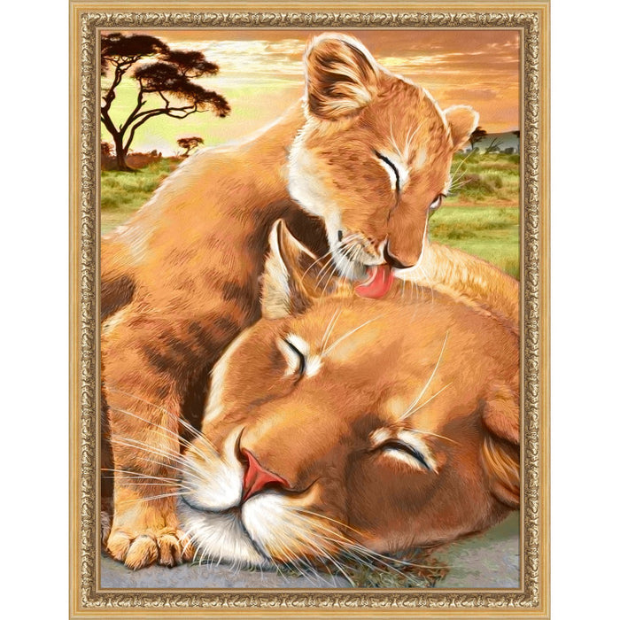 Diamond Painting Kit - BABY LION WITH MOTHER 30X40 CM AZ-1740