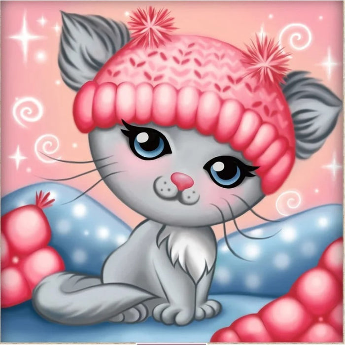 Diamond Painting Kit - KITTEN IN A CAP 25*25 CM AZ-1862