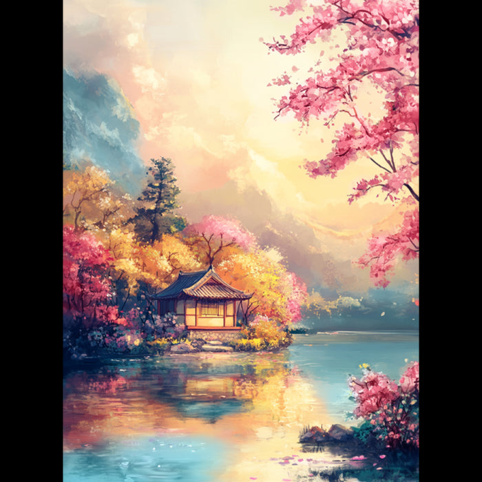 DIAMOND PAINTING WITH SUBFRAME HOUSE ON THE LAKE 30X40 CM VA835