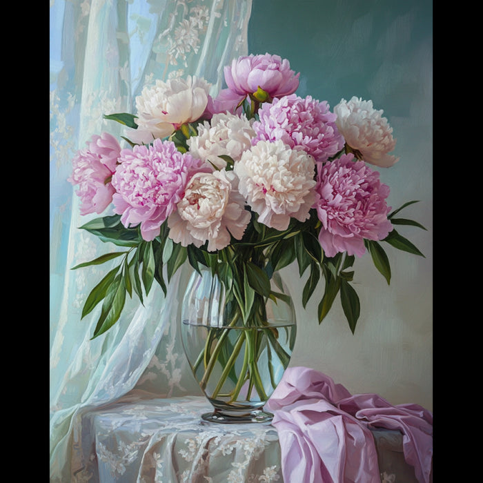 DIAMOND PAINTING WITH SUBFRAME "BOUQUET OF PEONIES" 40X50 CM DP424