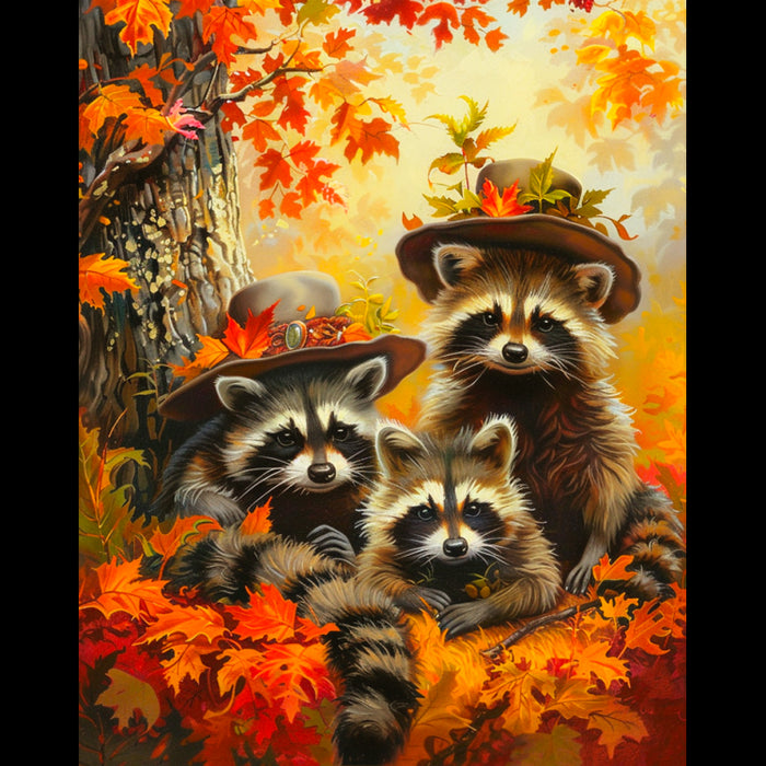 DIAMOND PAINTING WITH SUBFRAME "RACCOON TRIO" 40X50 CM DP426