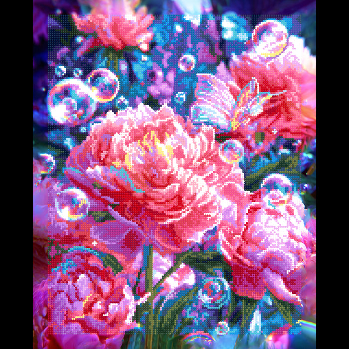 DIAMOND PAINTING WITH SUBFRAME "PEONIES" 40X50 CM DP431