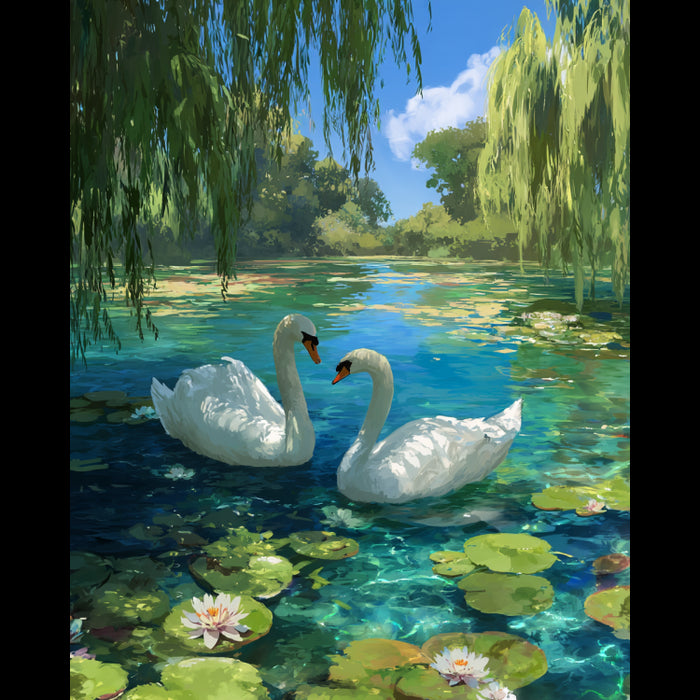 DIAMOND PAINTING WITH SUBFRAME "SWANS" 40X50 CM DP438