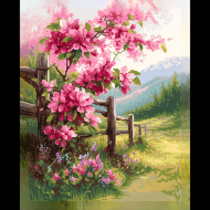 DIAMOND PAINTING WITH SUBFRAME "BLOOMING FENCE" 40X50 CM DP439