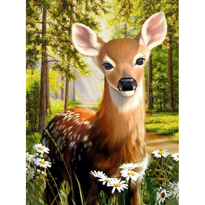 DIAMOND PAINTING WITH SUBFRAME "DEER IN THE FOREST" 30*40 CM VA036