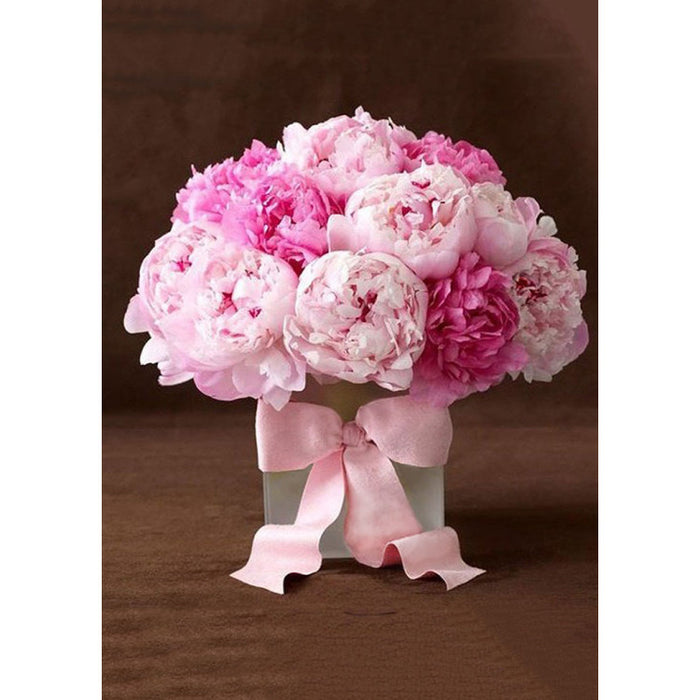 Diamond Painting Kit - PEONIES WITH RIBBON 27*38 CM WD003