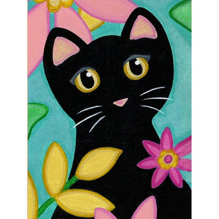 Diamond Painting Kit - KITTY AND FLOWERS 15*20 CM WD2359 (D)