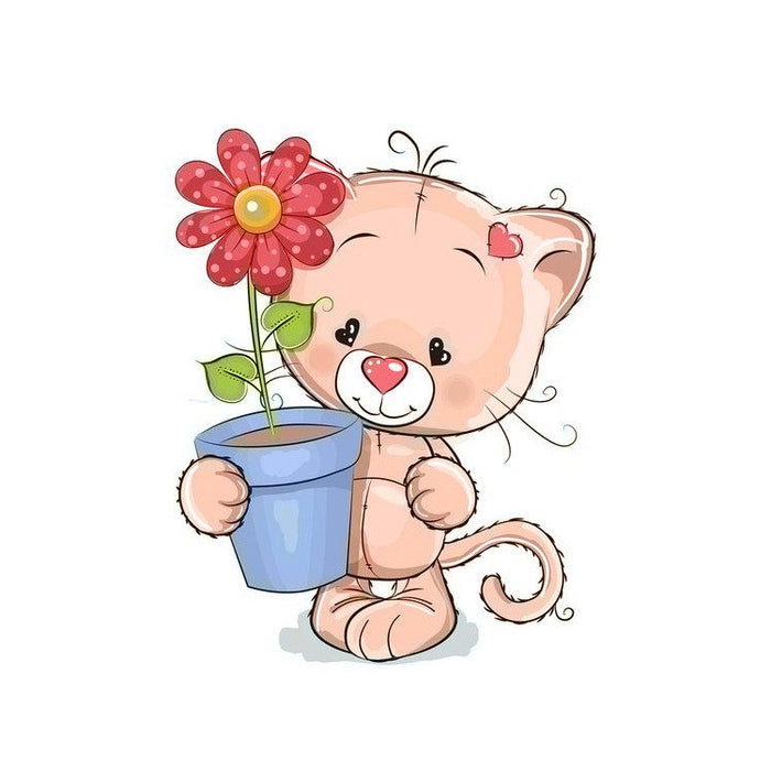 Diamond Painting Kit - KITTEN WITH GIFT 19*27 CM WD2367